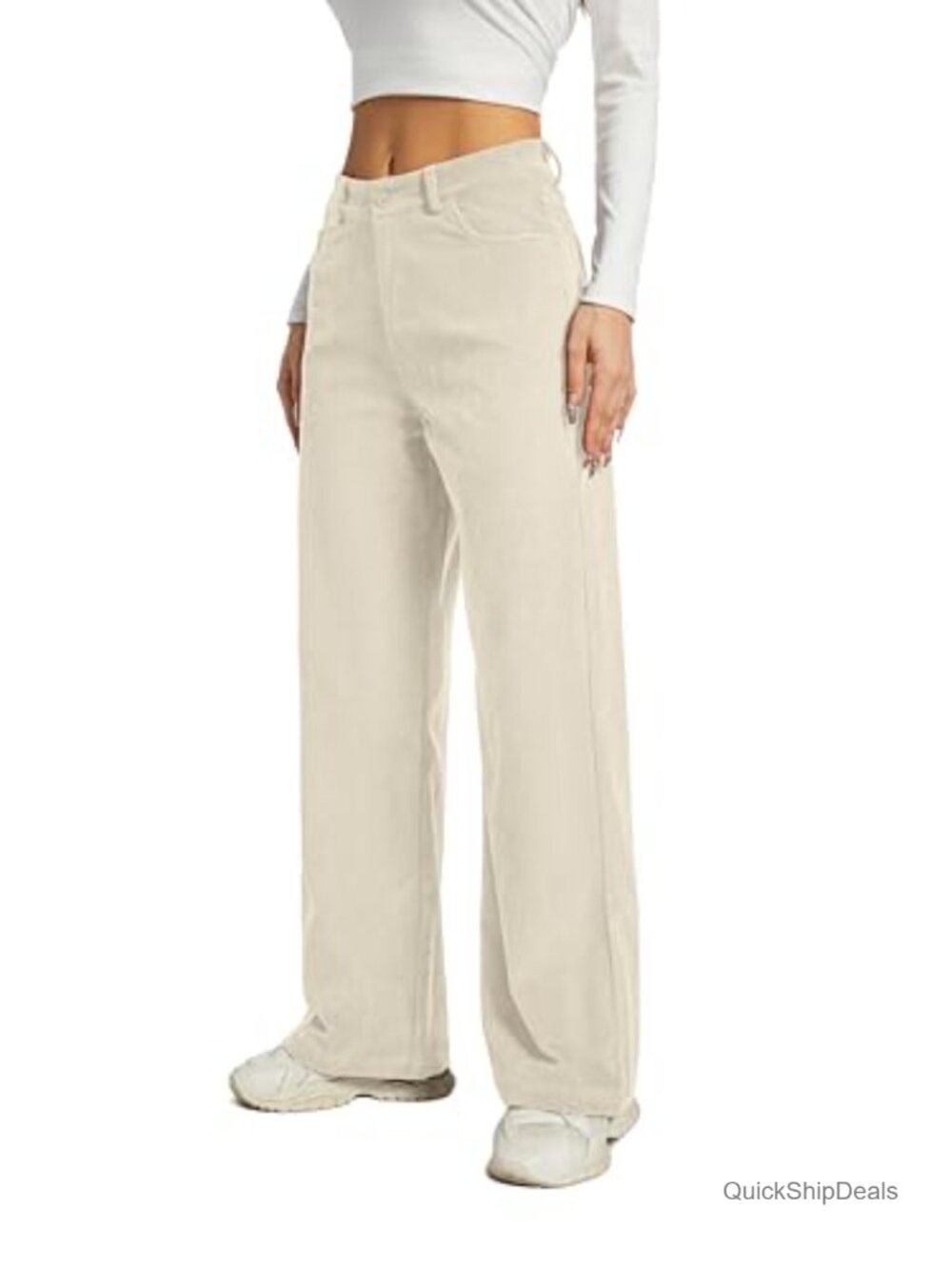Mid Rise Corduroy Pants Straight Leg Work Trousers